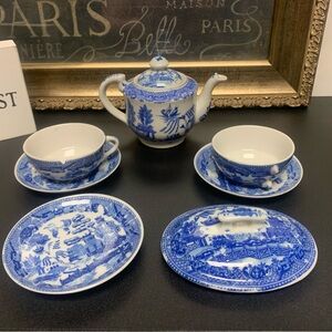 Blue Willow Occupied Japan chip and repaired pieces…